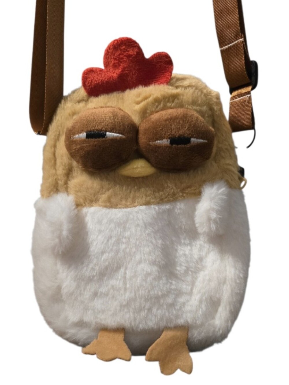 Plush Judgey Chicken Novelty Crossbody Bag in EUC
